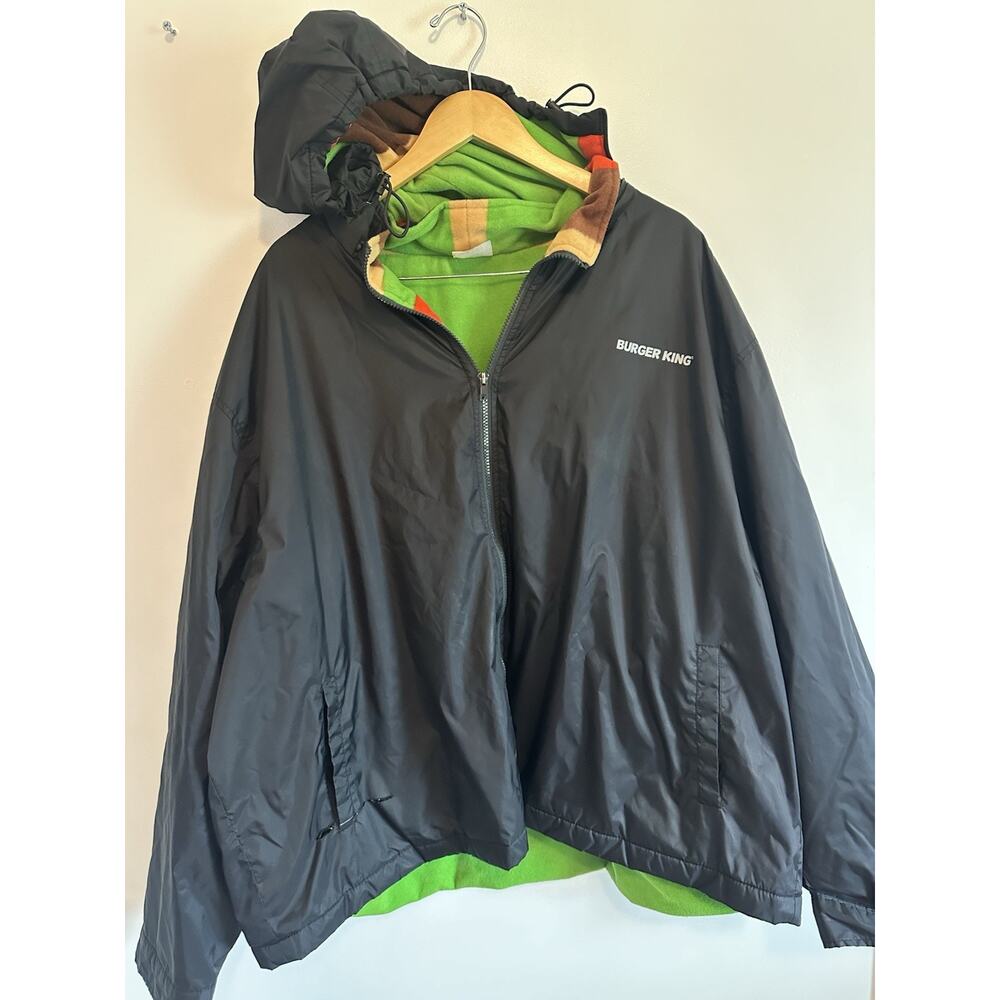Burger King Wind Breaker Jacket Fleece Inside with Hood Size 4XL